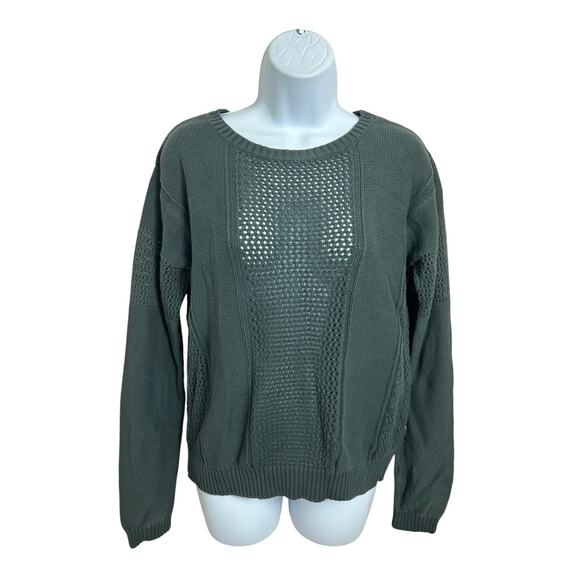 Rubbish Green Semi Open Knit Sweater Sz M Pullover Long-Sleeve Coastal Top - Picture 5 of 8
